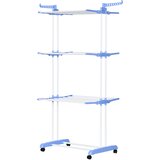 HOMCOM zložljiva 4-stopenjska linija za oblačila z vrtljivimi stranskimi krili in 4 kolesi, jeklo in PP, 73x64x177 cm, bela in srebrna, (20755338) | Shoptok.si