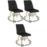  Okretna stolica CIEZA 360, crni baršun, zlatne metalne noge, set 3 kom | shoptok.hr