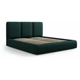 Mazzini Beds Tamno zeleni tapecirani bračni krevet s prostorom za odlaganje s podnicom 180x200 cm Brody –