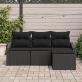 vidaXL 4-dijelni vrtni kauč set s jastučićima crni poli ratan | shoptok.hr