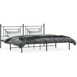 Metalni Kovinski posteljni okvir z vzglavjem črn 193x203 cm | Shoptok.si