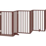 vidaXL Ograda za pse z vrati zložljiva 12 panelov rjava 600 cm les | Shoptok.si
