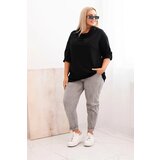 Kesi Włoski Women's Plus Size loose-fit blouse with cotton and a water neckline black | shoptok.hr
