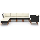 Maison Chic Seti vrtnega pohištva - Vrtna garnitura - Vrtni pohištvo set 7-delna poli ratan in evkaliptus črna, (21808874) | Shoptok.si