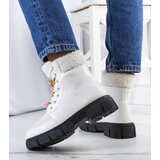 Gemre White ankle boots with sheepskin Boren | Shoptok.si