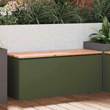 vidaXL Vrtna klop Olivno zelena 100 x 40 x 43 cm Jeklo Cene