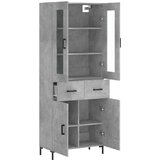 vidaXL Visoka komoda betonsko siva 69,5x34x180 cm inženirski les | Shoptok.si