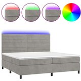  Box spring postelja z vzmetnico LED svetlo siva 200x200cm žamet, (20899584) | Shoptok.si