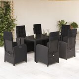  7-dijelni vrtni blagovaonski set s jastucima crni od poliratana Crna Dužina stola 150 cm | shoptok.hr