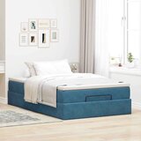 vidaXL Otomanski posteljni okvir z vzmetnico moder 120x200 cm žamet | Shoptok.si