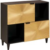 vidaXL Stranska omara Črna in zlata 80 x 33.5 x 75 cm trden mangov les | Shoptok.si