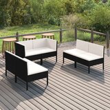  6-dijelna vrtna garnitura od poliratana s jastucima crna | shoptok.hr