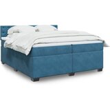 vidaXL Box spring postelja z vzmetnico modra 200x200 cm žamet Cene