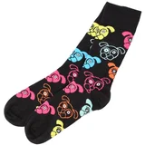 FASARDI Men's black socks with colorful dogs