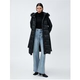 Koton Long Inflatable Coat Plush Detailed Hooded Belt | Shoptok.si
