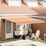 vidaXL Avtomatska Zložljiva Tenda Rumena in Oranžna 400x350 cm | Shoptok.si