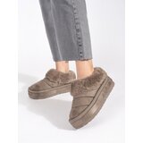 Shelvt Beige low slip-on snow boots for women with fur | Eponuda.ba