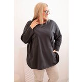 Kesi Włoski Women's Plus Size blouse with cotton, pocket, and rolled-up sleeve graphite Cijene