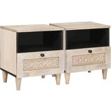vidaXL Nočna omarica 2 pcs Bež 40 x 33 x 46 cm trden mangov les Cene