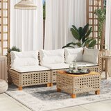 vidaXL Vrtni stol bež 55 x 55 x 36 cm od poliratana i bagremovog drva | shoptok.hr