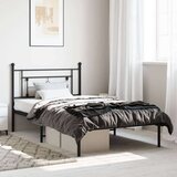 Metalni Kovinski posteljni okvir z vzglavjem črn 107x203 cm | Shoptok.si