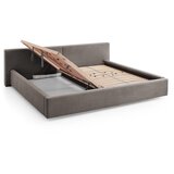 Meise Möbel Sivorjava oblazinjena zakonska postelja s prostorom za shranjevanje z letvenim dnom 200x240 cm Cube – | Shoptok.si