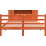 vidaXL Knjižna postelja brez vzmetnice vošč. rjava 135x190 cm borovina | Shoptok.si