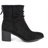 Shelvt Women's black suede boots with a ruffled upper | shoptok.hr