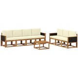 vidaXL Zunanja garnitura za sedenje z blazino 7 pcs Naravna in smetana, (5000282469) | Shoptok.si