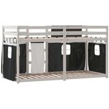  Krevet na kat sa zavjesama bijelo-crni 90 x 200 cm od borovine | shoptok.hr