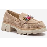 Resti Light brown openwork women's moccasins with ornament Bokkso- Footwear | Shoptok.si