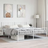 vidaXL Kovinski posteljni okvir z vzglavjem in vznožjem bel 180x200 cm Cene