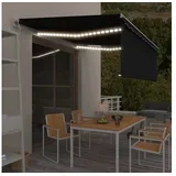 Avtomatska tenda s senčilom LED + senzor 4x3 m antracitna