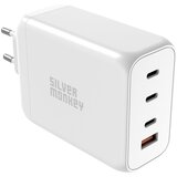SILVER MONKEY Zmogljiv GaN polnilec 200W 3xUSB-C PD USB-A QC 3.0 bel, (21580920) | Shoptok.si