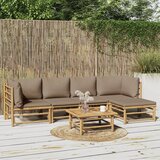 The Living Store Vrtna sedežna garnitura 6-delna s taupe blazinami bambus - Vrtna Sedežna Garnitura, (21469836) | Shoptok.si