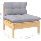  Srednja vrtna sofa sa sivim jastucima od masivne borovine | shoptok.hr