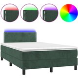 vidaXL Krevet s oprugama i madracem LED tamnozelenim 120x190 cm baršun | shoptok.hr