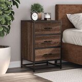 vidaXL Nočna omarica rjava hrast 40x34,5x60 cm inž. les in kovina | Shoptok.si