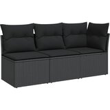 Maison Chic Vrtni kavč - Zunanji kavč z blazinami 3-sedežni črn poli ratan, (22043977) | Shoptok.si
