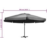  Zunanji senčnik z aluminijastim drogom 600 cm antraciten | Shoptok.si