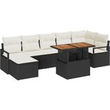 vidaXL 8-dijelni set sofe za vrt s jastucima crni poli ratan akacija, 2-sjedalna sofa za vrt s jastucima crni poli ratan Cijene