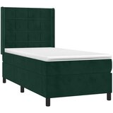  Krevet box spring s madracem LED tamnozeleni 80 x 200 cm baršun - Tamnozelena 80 x 200 cm Blok s kvadratima | shoptok.hr