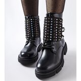 Gemre Black ankle boots embellished with rhinestones Cento | Shoptok.si