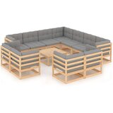  Vrtna sedežna garnitura 12-delna z blazinami trdna borovina, (20704341) | Shoptok.si