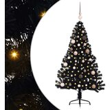 vidaXL Umjetna preddekorirana božićna jelka Črna 150 cm PVC | Shoptok.si
