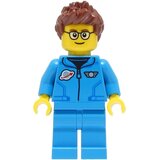 Lego city cty1427 Lunar Research Astronaut - Male, Dark Azure Jumpsuit, Reddish Brown Spiked Hair, Glasses
