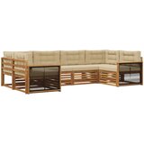  Set vanjskih sofa 6 kom. Prirodna i bež Čvrsto drvo akacije | shoptok.hr