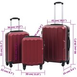 vidaXL 3-dijelni set čvrstih kovčega crvena boja vina abs | shoptok.hr