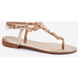Boto Women's sandals on flat heels with crystals gold Fiolalia | shoptok.hr