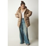  Women's Beige Hooded Down Jacket | shoptok.hr